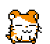 pixel art animation of hamtaro jumping and falling, face smushing into the ground, before getting back up again.